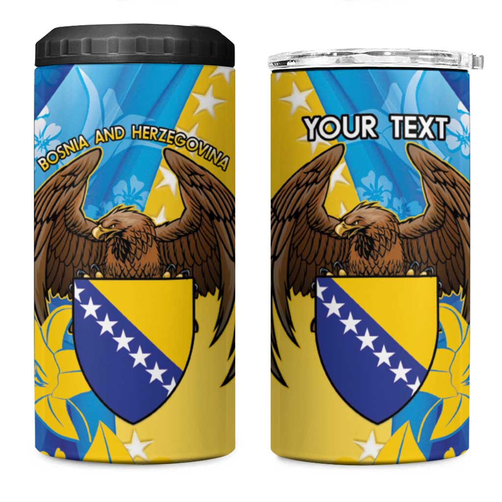 Personalised Bosnia and Herzegovina Independence Day 4 in 1 Can Cooler Tumbler Lilium Bosniacum With Eagle Curve Style - Wonder Print Shop