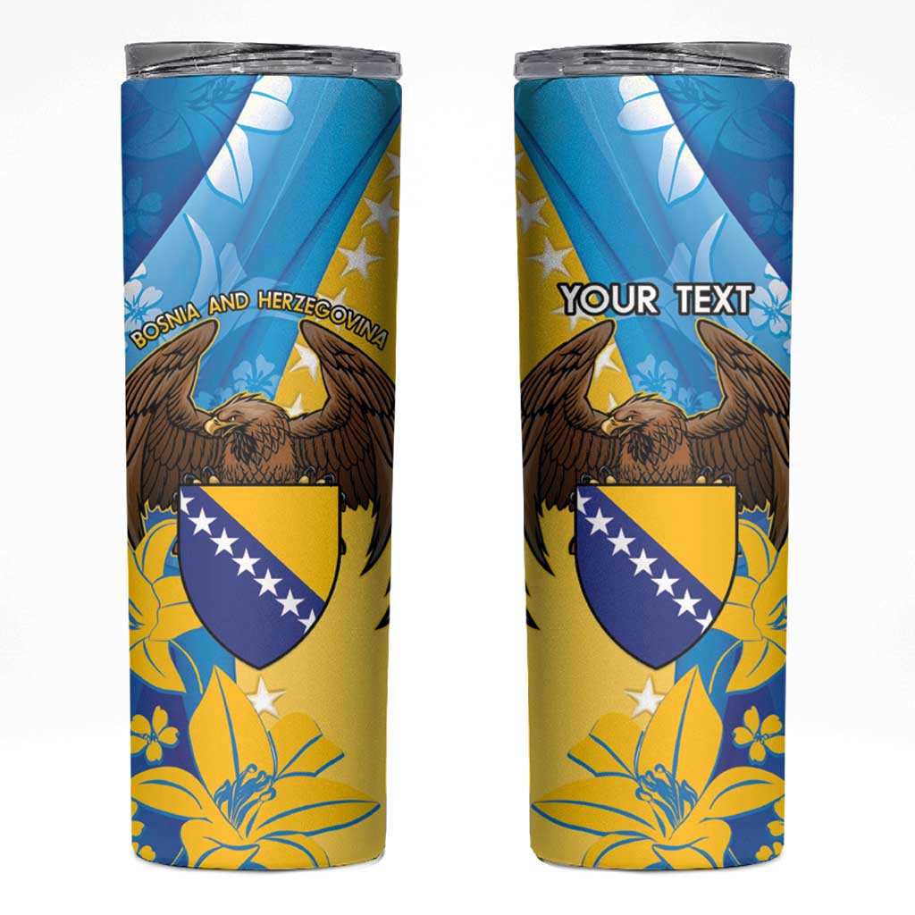 Personalised Bosnia and Herzegovina Independence Day Skinny Tumbler Lilium Bosniacum With Eagle Curve Style - Wonder Print Shop