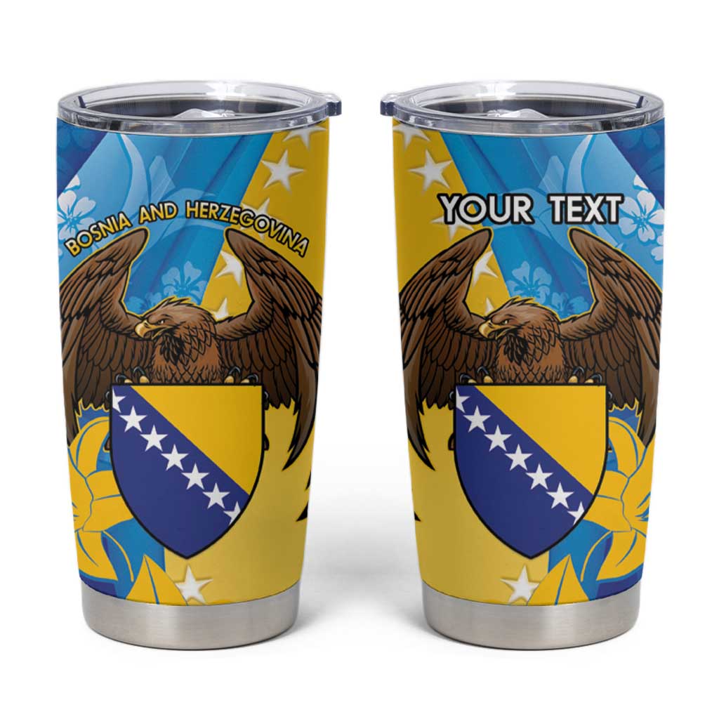 Personalised Bosnia and Herzegovina Independence Day Tumbler Cup Lilium Bosniacum With Eagle Curve Style - Wonder Print Shop