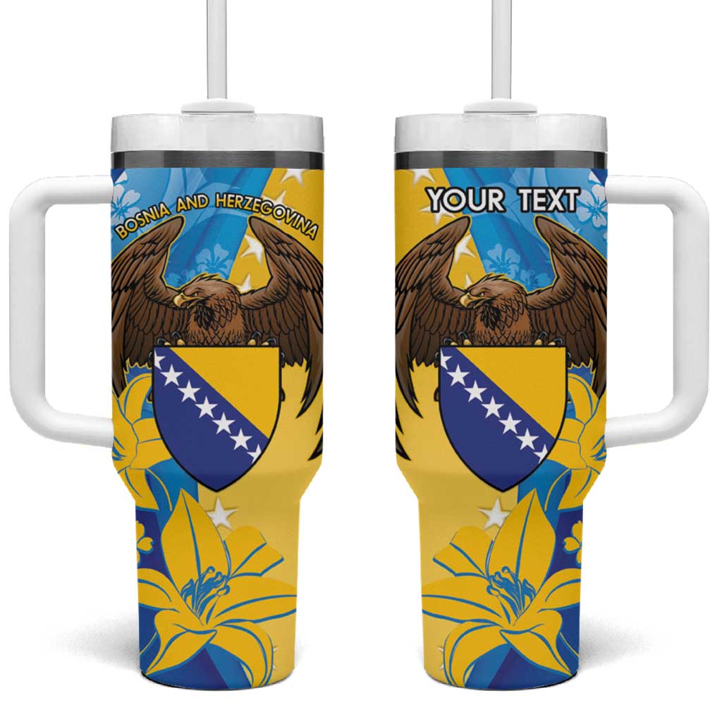 Personalised Bosnia and Herzegovina Independence Day Tumbler With Handle Lilium Bosniacum With Eagle Curve Style - Wonder Print Shop