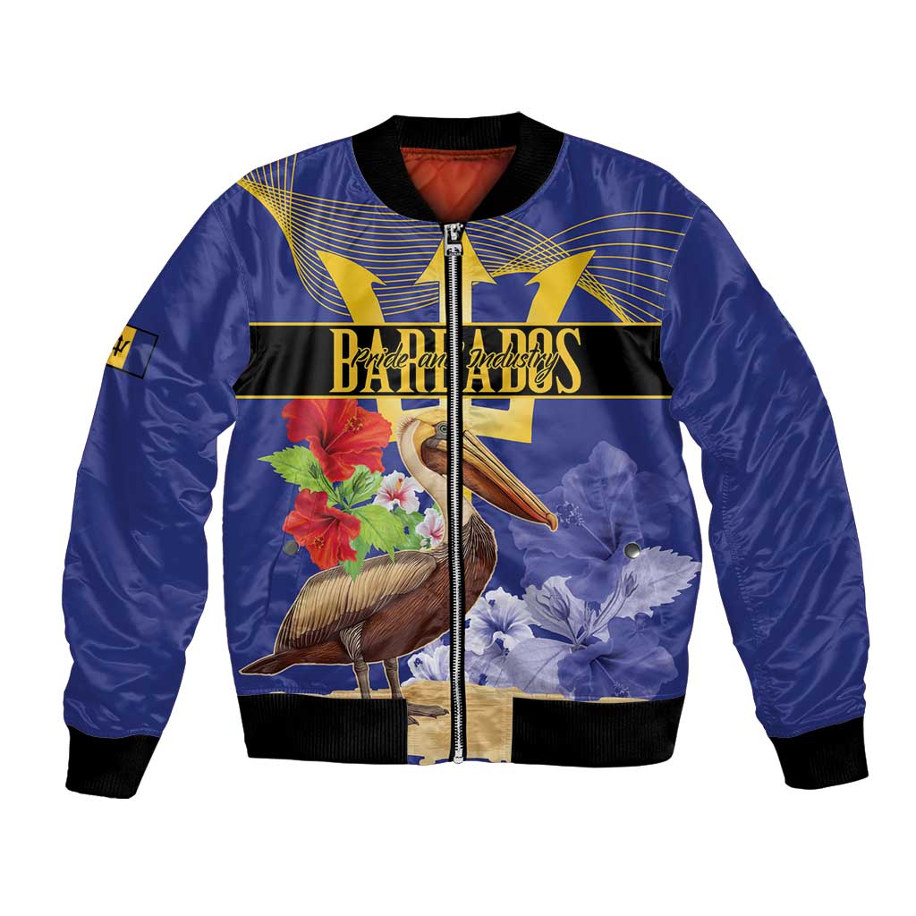 Barbados Independence Day Bomber Jacket 30 November Brown Pelican With Trident - Wonder Print Shop