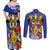 Barbados Independence Day Couples Matching Off Shoulder Maxi Dress and Long Sleeve Button Shirt 30 November Brown Pelican With Trident - Wonder Print Shop