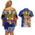 Barbados Independence Day Couples Matching Off Shoulder Short Dress and Hawaiian Shirt 30 November Brown Pelican With Trident - Wonder Print Shop