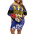 Barbados Independence Day Family Matching Off Shoulder Short Dress and Hawaiian Shirt 30 November Brown Pelican With Trident - Wonder Print Shop