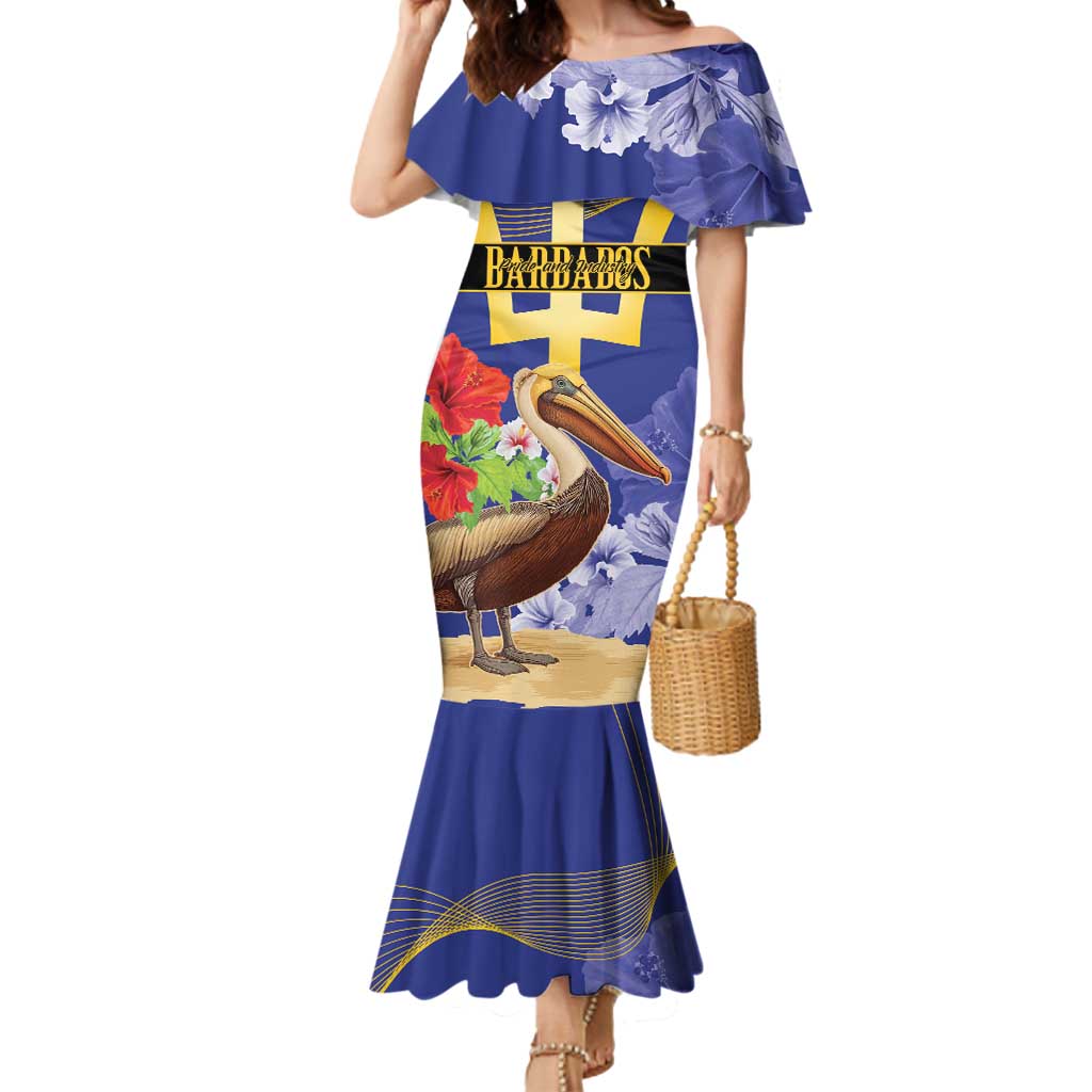 Barbados Independence Day Mermaid Dress 30 November Brown Pelican With Trident - Wonder Print Shop