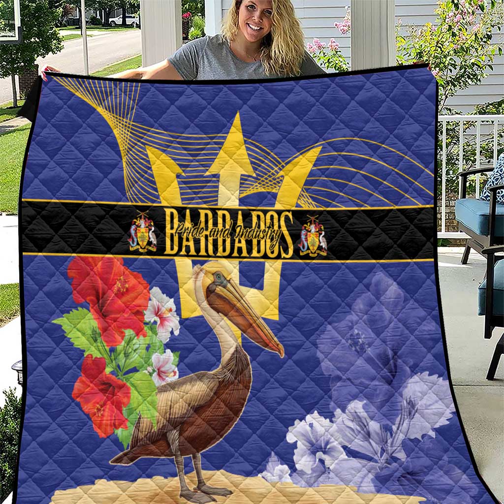 Barbados Independence Day Quilt 30 November Brown Pelican With Trident - Wonder Print Shop