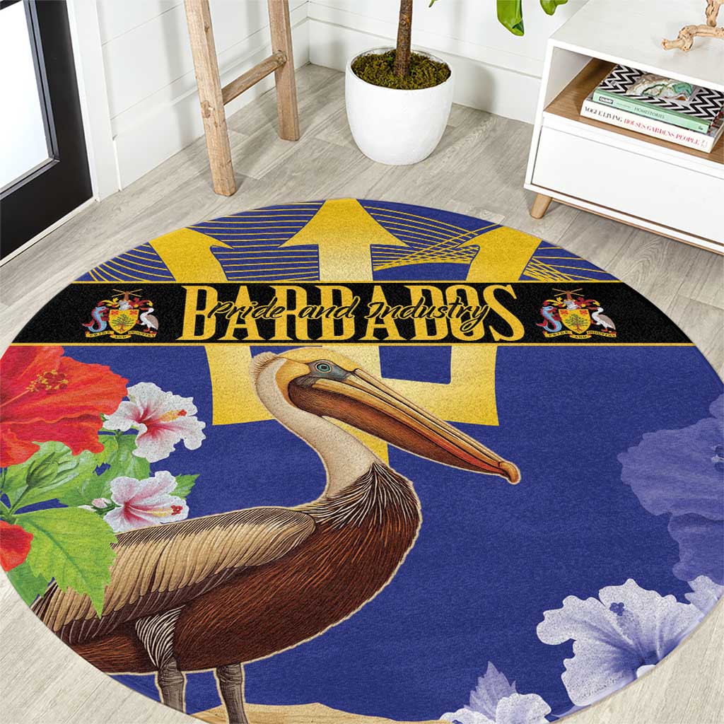 Barbados Independence Day Round Carpet 30 November Brown Pelican With Trident