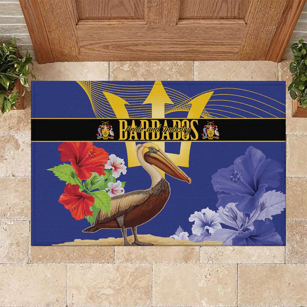 Barbados Independence Day Rubber Doormat 30 November Brown Pelican With Trident - Wonder Print Shop