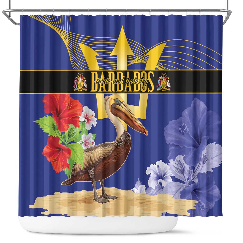 Barbados Independence Day Shower Curtain 30 November Brown Pelican With Trident