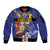 Barbados Independence Day Sleeve Zip Bomber Jacket 30 November Brown Pelican With Trident - Wonder Print Shop