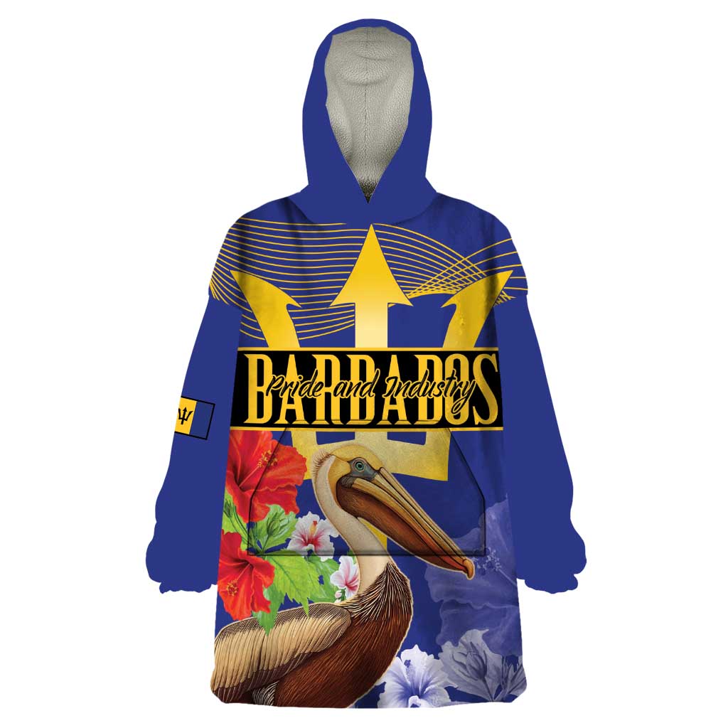 Barbados Independence Day Wearable Blanket Hoodie 30 November Brown Pelican With Trident - Wonder Print Shop