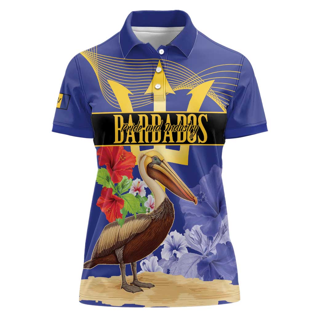 Barbados Independence Day Women Polo Shirt 30 November Brown Pelican With Trident - Wonder Print Shop