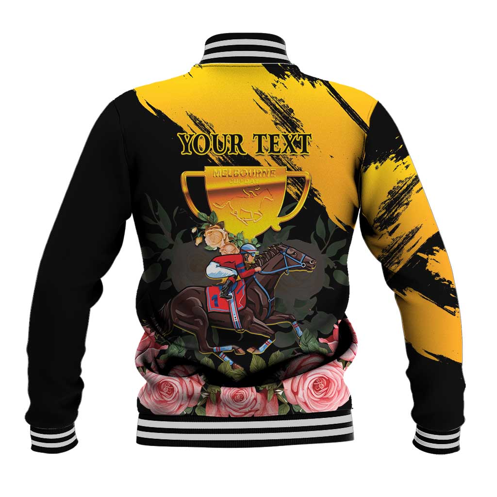 Personalised Australia Melbourne Cup Day Baseball Jacket Horse Racing Trophy With Roses - Wonder Print Shop