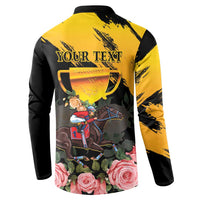 Personalised Australia Melbourne Cup Day Button Sweatshirt Horse Racing Trophy With Roses - Wonder Print Shop