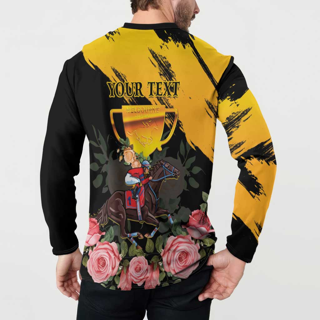 Personalised Australia Melbourne Cup Day Button Sweatshirt Horse Racing Trophy With Roses - Wonder Print Shop
