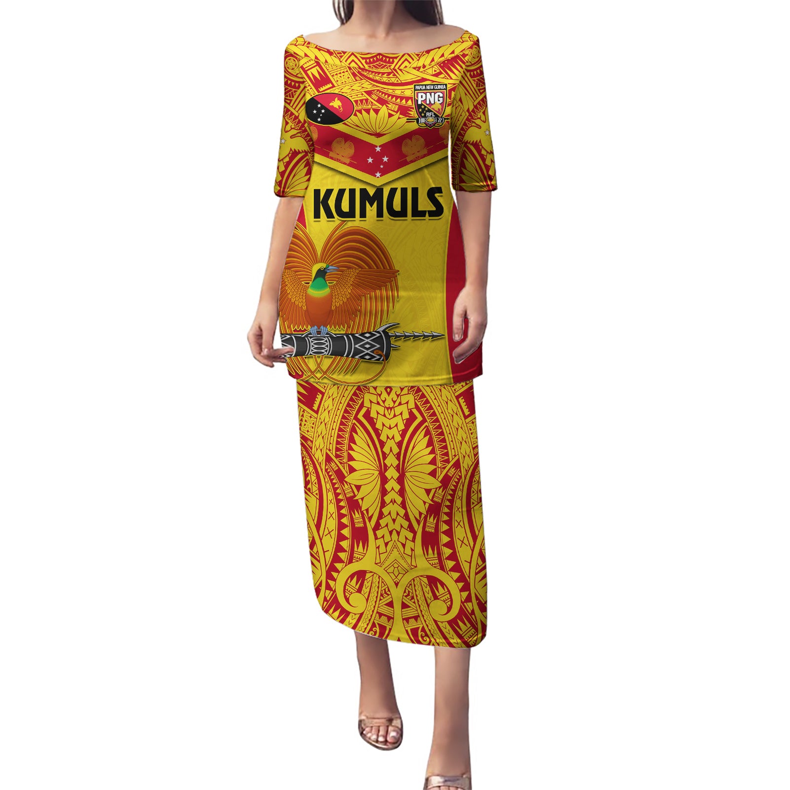 Custom Papua New Guinea Rugby Puletasi 2023 Go Kumuls Pacific Dynamic Style - Wonder Print Shop