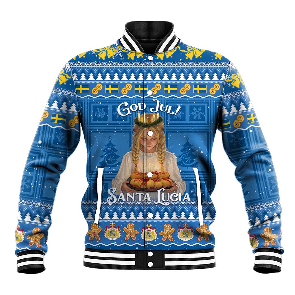 Sweden Christmas Baseball Jacket God Jul! Santa Lucia - Wonder Print Shop