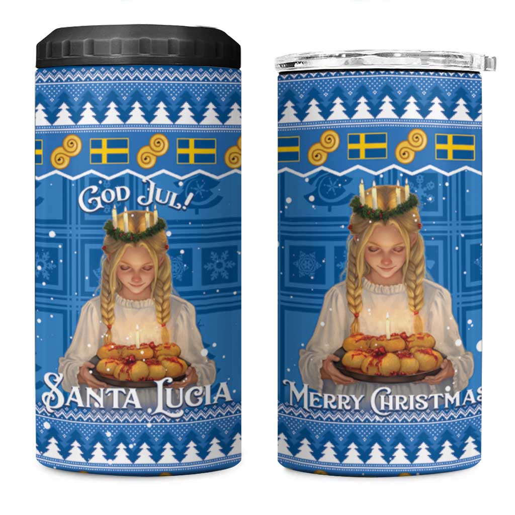 Sweden Christmas 4 in 1 Can Cooler Tumbler God Jul! Santa Lucia - Wonder Print Shop