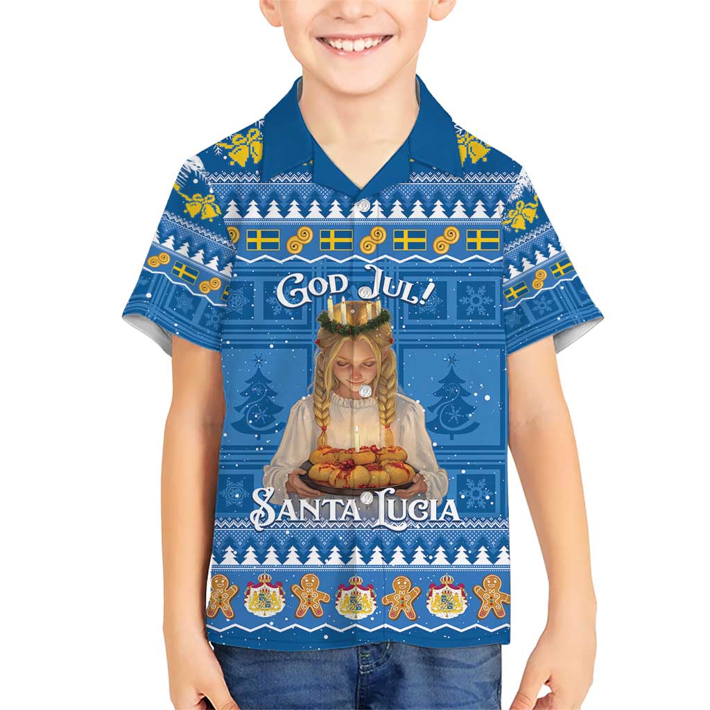 Sweden Christmas Kid Hawaiian Shirt God Jul! Santa Lucia - Wonder Print Shop