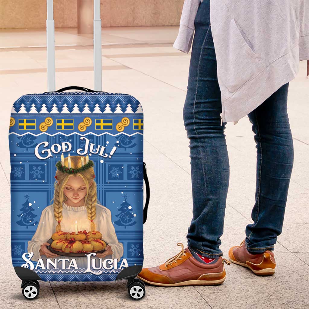 Sweden Christmas Luggage Cover God Jul! Santa Lucia - Wonder Print Shop