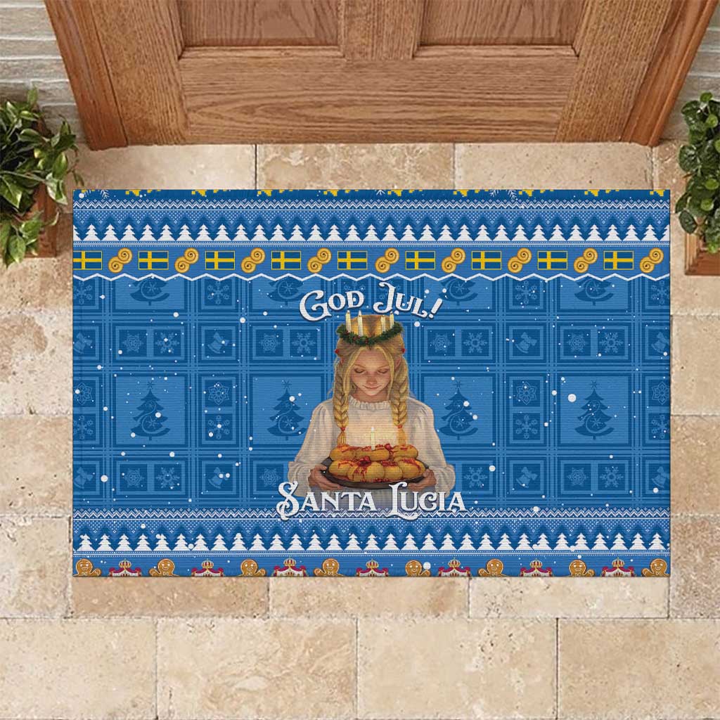 Sweden Christmas Rubber Doormat God Jul! Santa Lucia - Wonder Print Shop