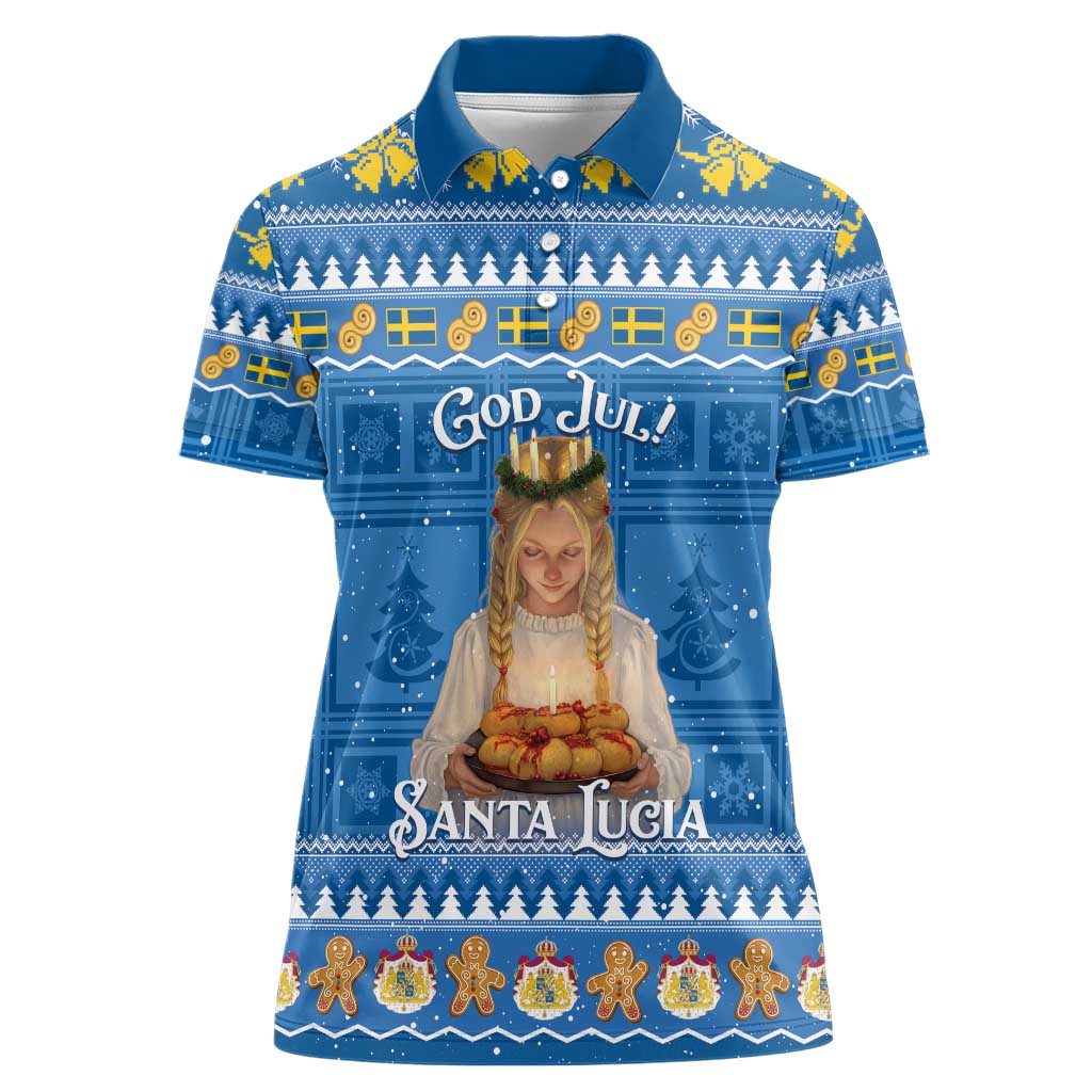 Sweden Christmas Women Polo Shirt God Jul! Santa Lucia