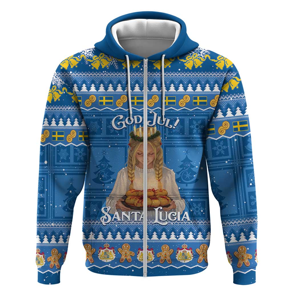 Sweden Christmas Zip Hoodie God Jul! Santa Lucia - Wonder Print Shop