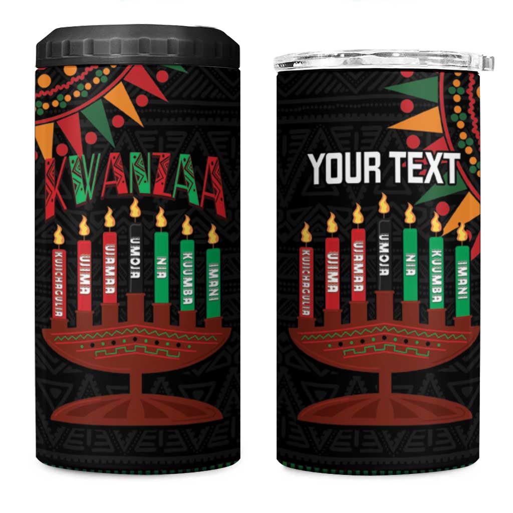 Personalized African-American Kwanzaa 4 in 1 Can Cooler Tumbler Kinara Candles African Pattern - Wonder Print Shop