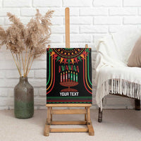 Unframed canvas wall art showing Kwanzaa kinara candles with colorful custom “Your Text”