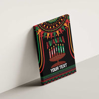 Unframed canvas wall art featuring Kwanzaa kinara candles and custom “Your Text” text