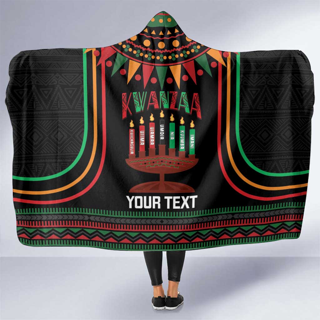 Personalized African-American Kwanzaa Hooded Blanket Kinara Candles African Pattern