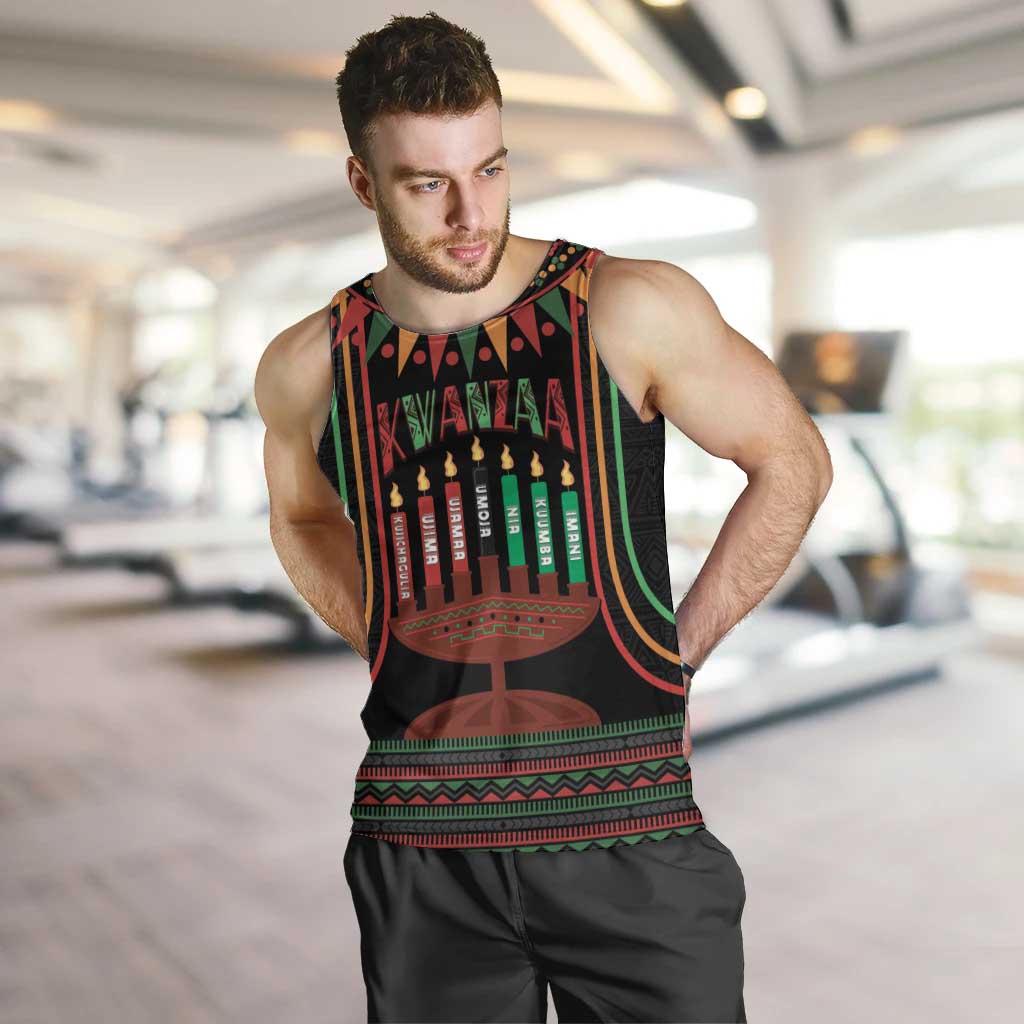 Personalized African-American Kwanzaa Men Tank Top Kinara Candles African Pattern - Wonder Print Shop