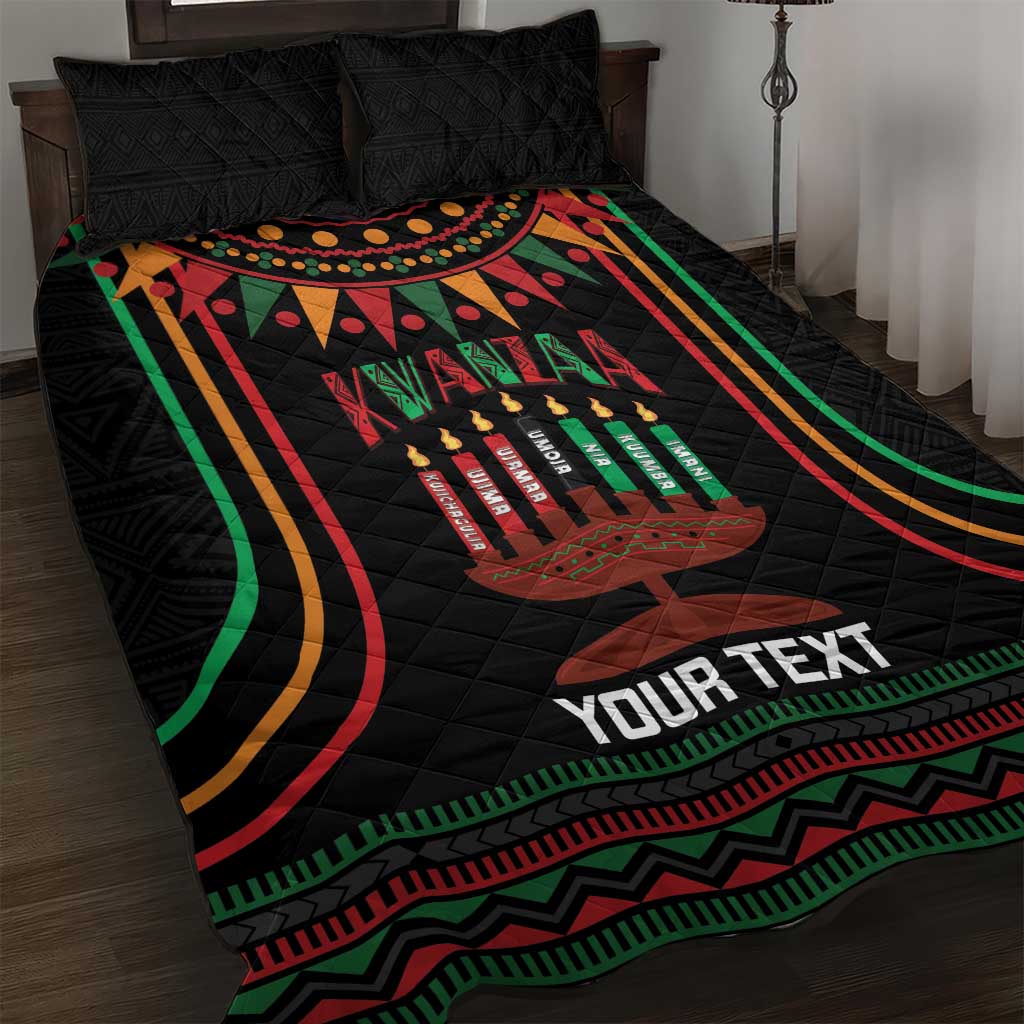 Personalized African-American Kwanzaa Quilt Bed Set Kinara Candles African Pattern - Wonder Print Shop