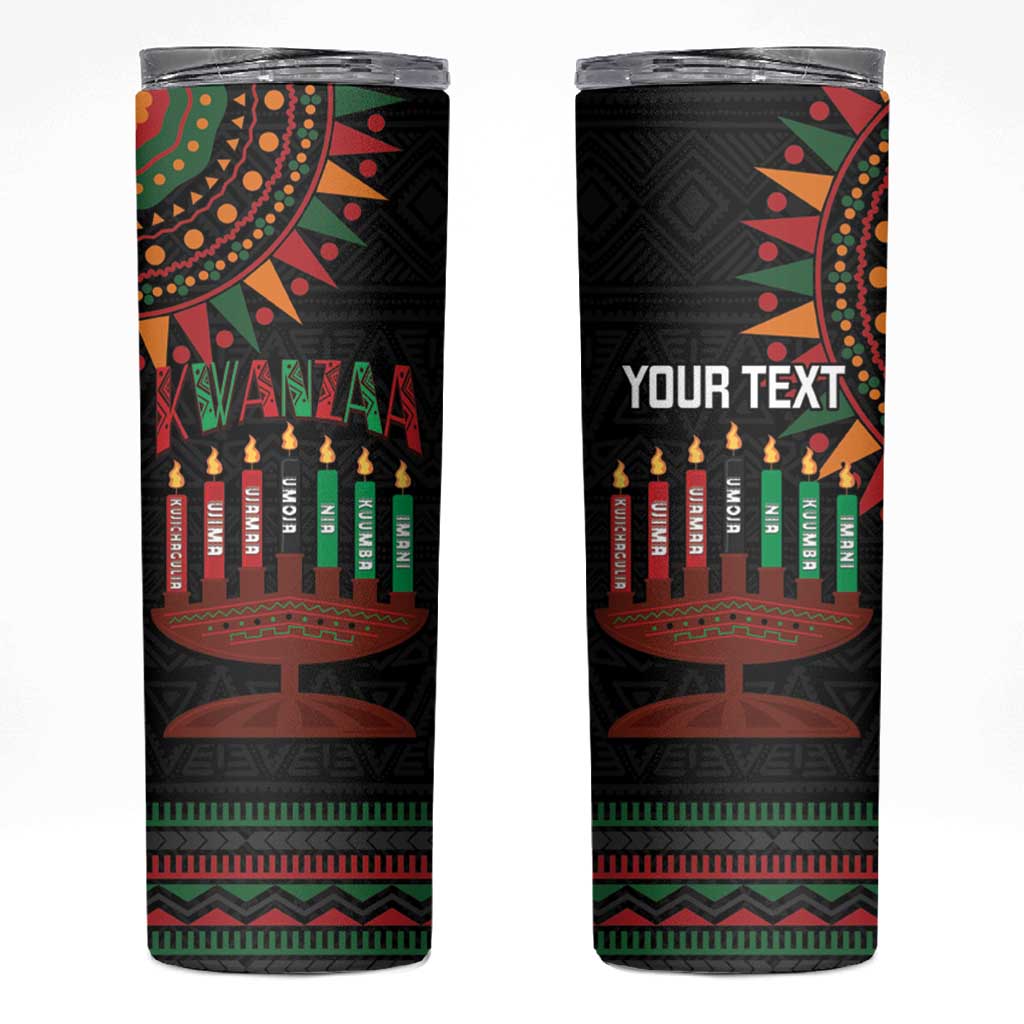 Personalized African-American Kwanzaa Skinny Tumbler Kinara Candles African Pattern