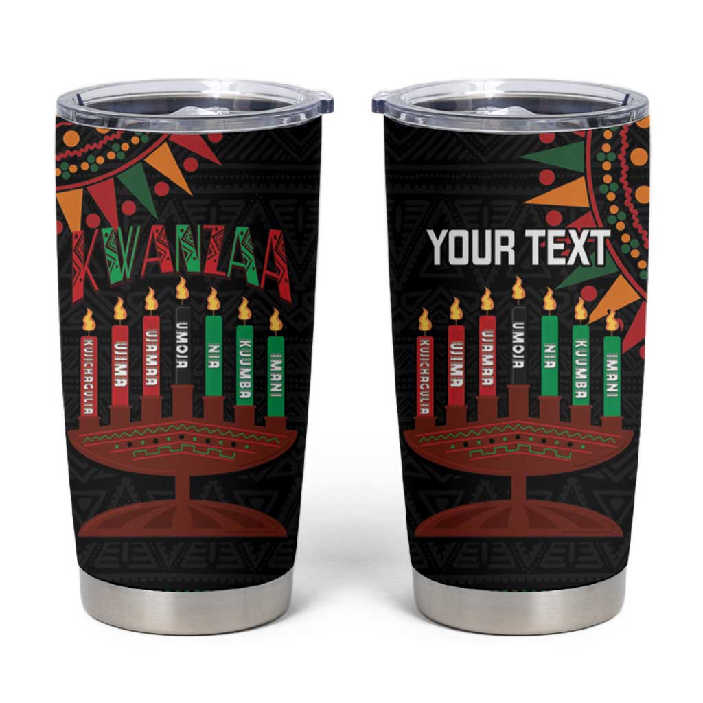 Personalized African-American Kwanzaa Tumbler Cup Kinara Candles African Pattern