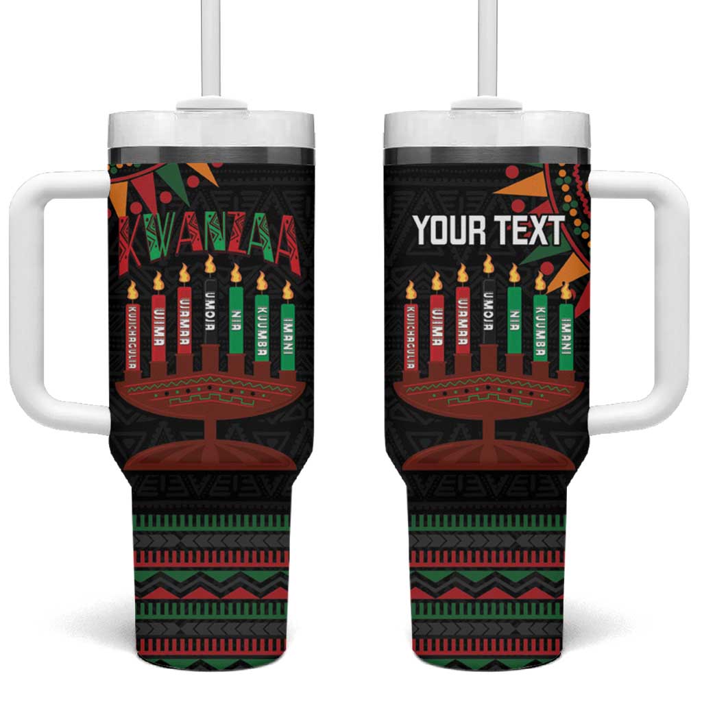 Personalized African-American Kwanzaa Tumbler With Handle Kinara Candles African Pattern