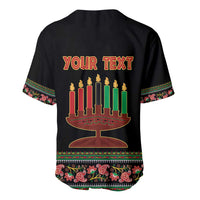 Black jersey back with placeholder 'YOUR TEXT' over Kwanzaa candle menorah design