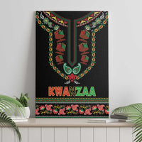Black Kwanzaa canvas wall art with dashiki V-style trim and “KWANZAA” lettering