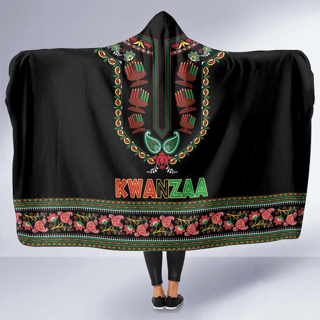 African-American Kwanzaa Hooded Blanket Dashiki Mix Paisley Pattern