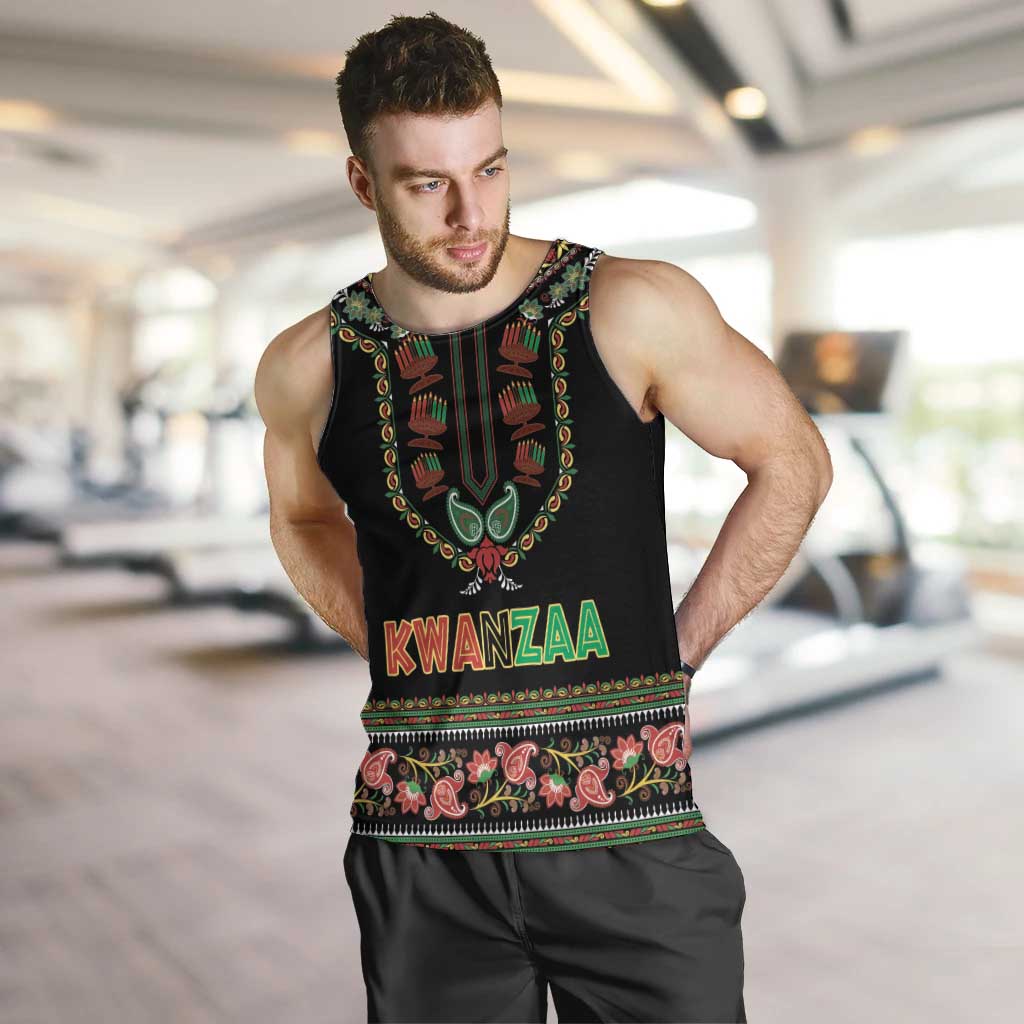 Personalized African-American Kwanzaa Men Tank Top Dashiki Mix Paisley Pattern - Wonder Print Shop