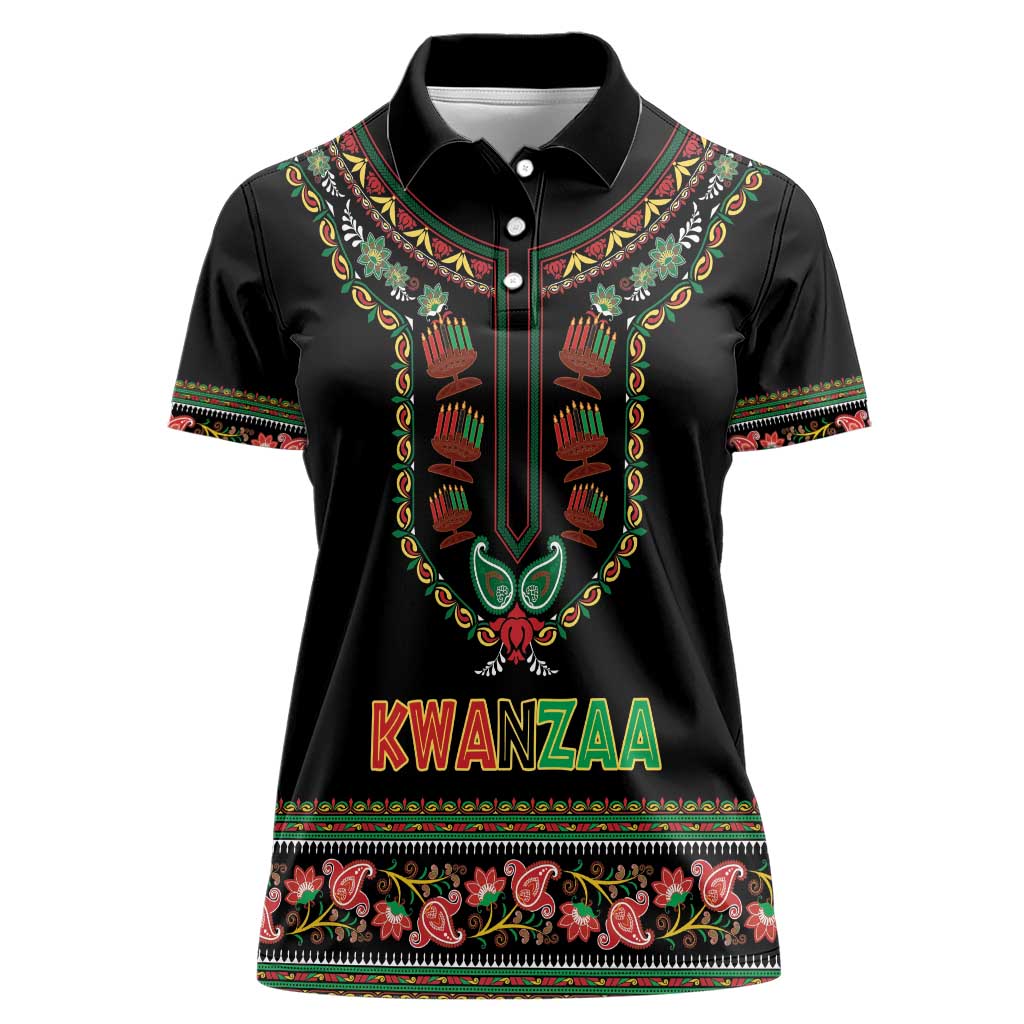 Personalized African-American Kwanzaa Women Polo Shirt Dashiki Mix Paisley Pattern