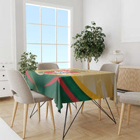 Square Lithuania Independence Day tablecloth with coat of arms centerpiece and striped sides