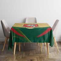 Round Lithuania Independence Day tablecloth with coat of arms and green-red-yellow design