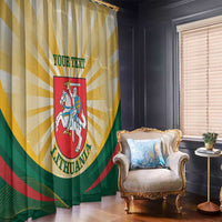 Lithuania independence window curtain with coat of arms crest and gold, green, red rays