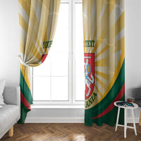 Lithuania independence window curtain with coat of arms print and “YOUR TEXT” near edge