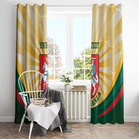 Lithuania independence window curtain with coat of arms crest and hanging rod-style header