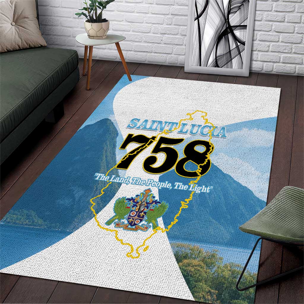 Proud To Be Saint Lucia 758 Area Rug Pitons With Map - Wonder Print Shop