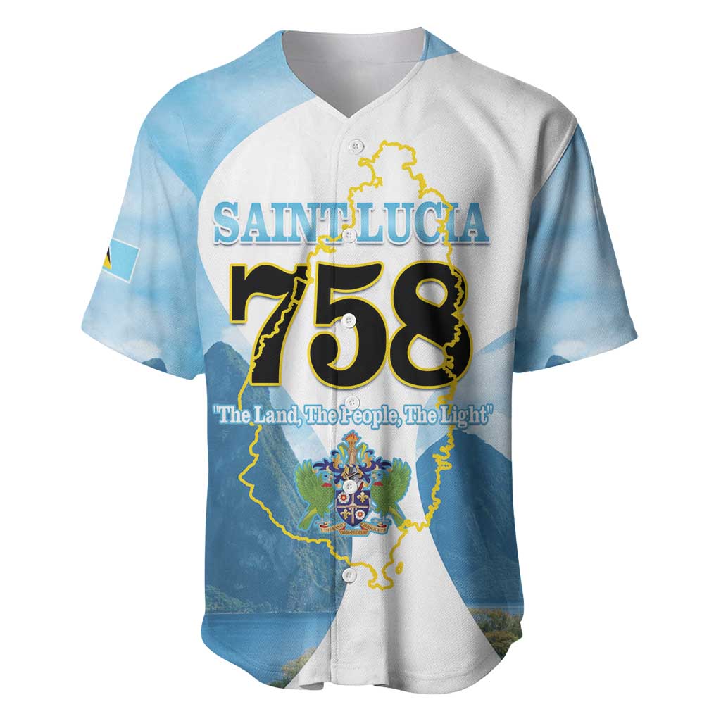 Proud To Be Saint Lucia 758 Baseball Jersey Pitons With Map - Wonder Print Shop