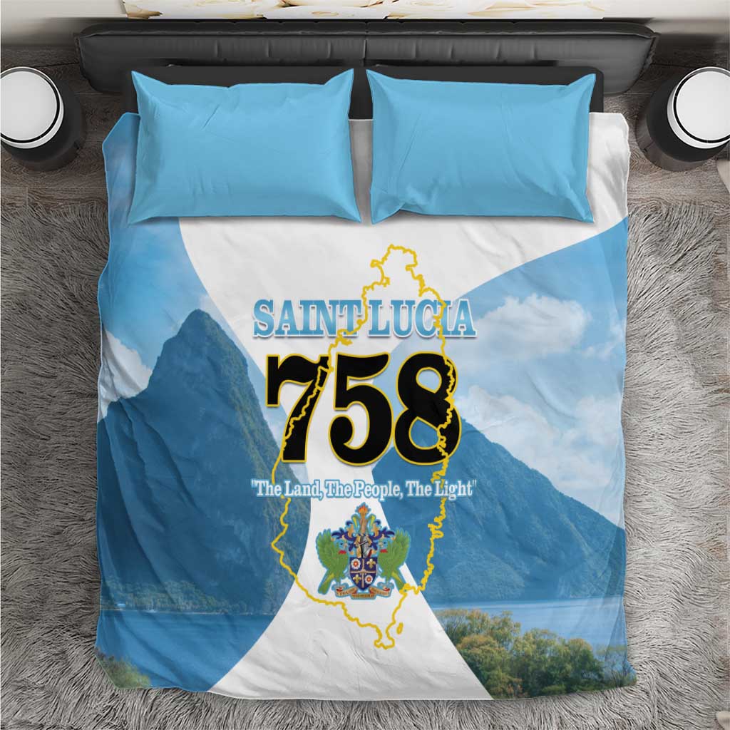 Proud To Be Saint Lucia 758 Bedding Set Pitons With Map - Wonder Print Shop