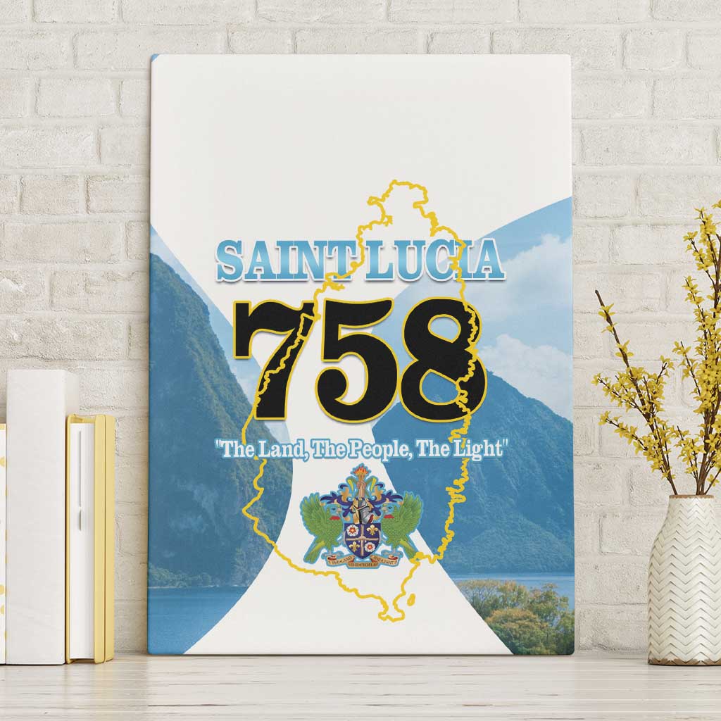 Proud To Be Saint Lucia 758 Canvas Wall Art Pitons With Map - Wonder Print Shop